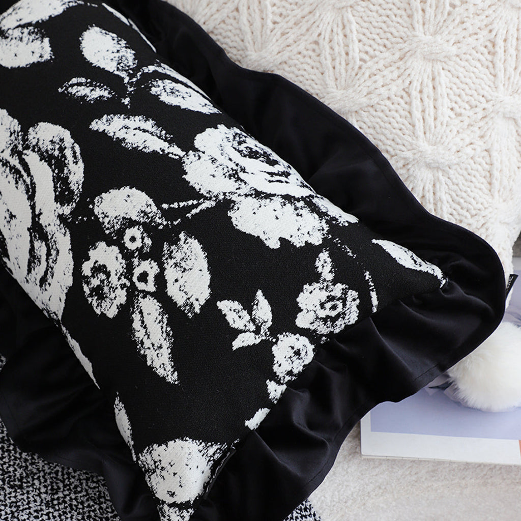 SOGA 2X 45cm  Elegant Black & White Cushion Cover with Tassels