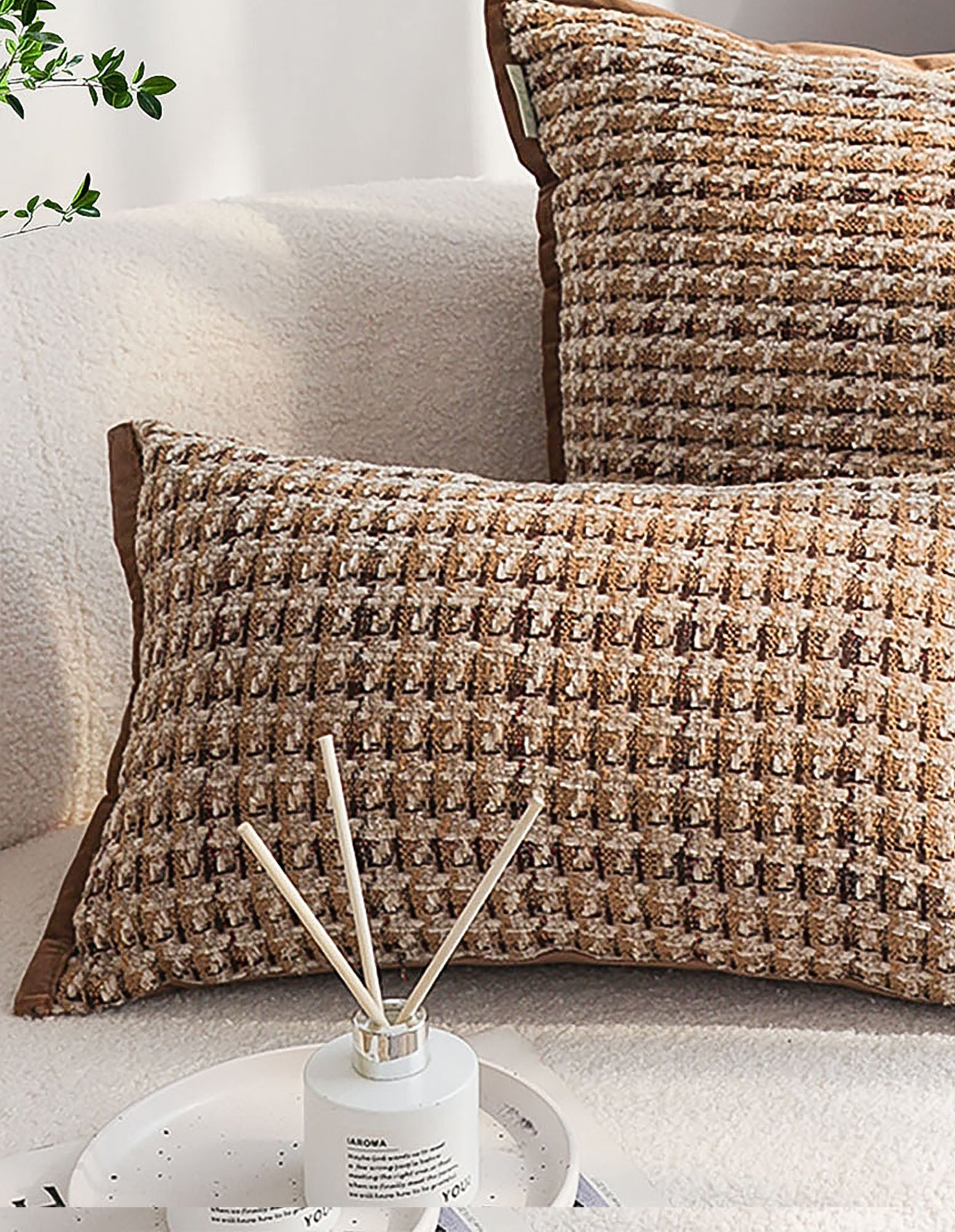 SOGA Set of 2 Modern Brown Pillowcases – 30x50cm Decorative Cushion Covers