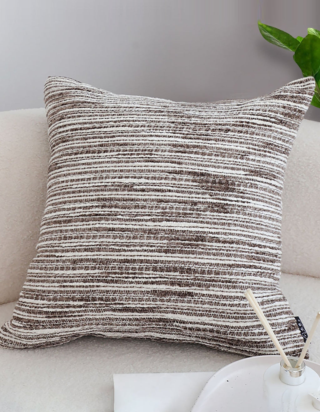 SOGA 2X 45cm Neutral Striped Woven Pillowcase