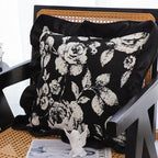 SOGA 2X 30x50 Rectangular Rustic Black Floral Ruffle Pillow Cover
