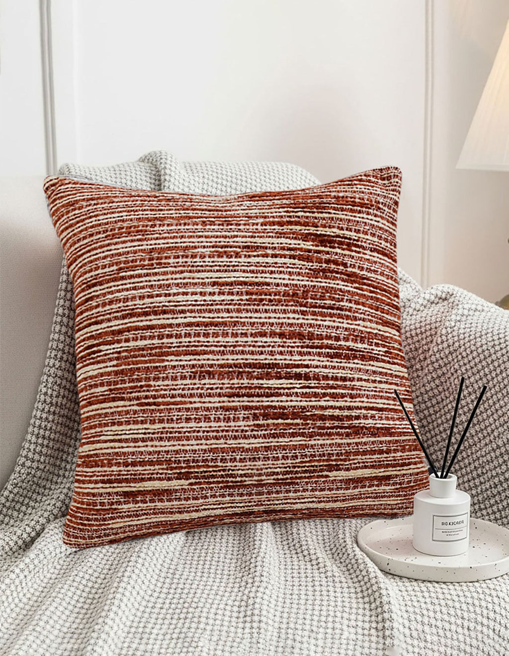 SOGA 2X 45cm Rust-Toned Woven Pillowcase