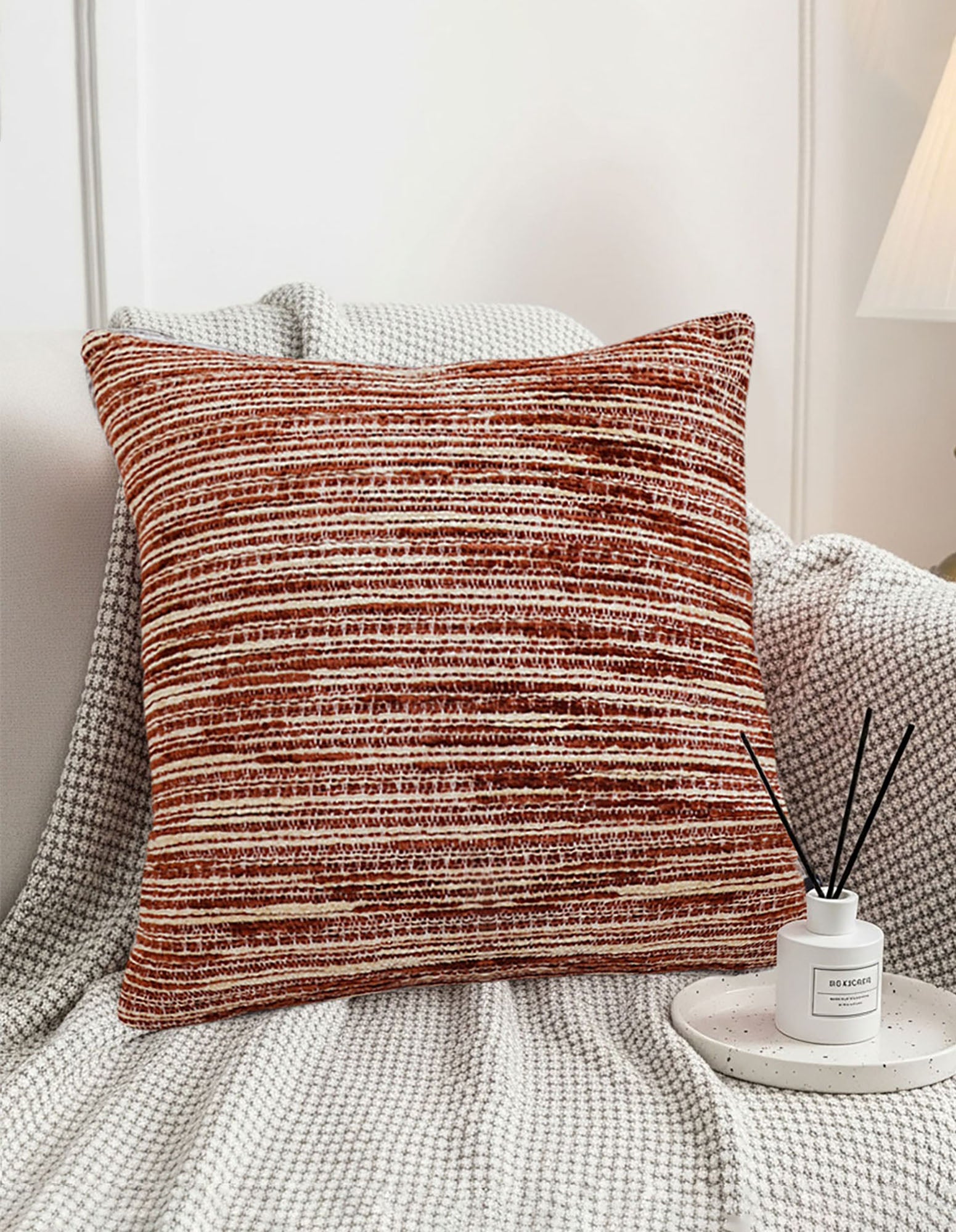 SOGA 2X 45cm Rust-Toned Woven Pillowcase