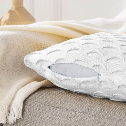 SOGA 45cm Scalloped Wave Pillowcase (Pure White)