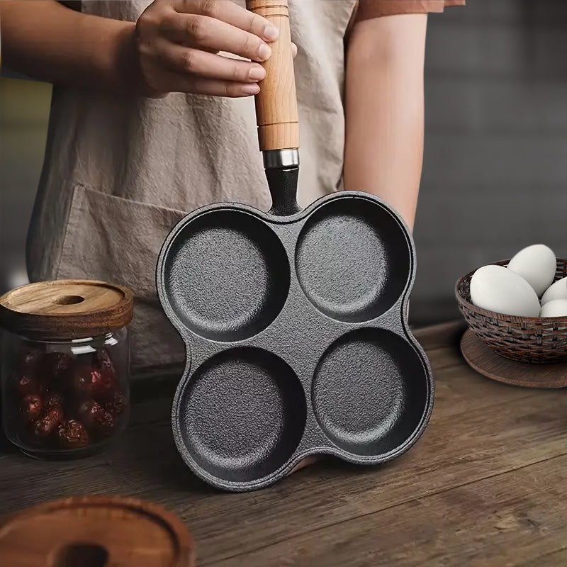 SOGA 2X 4 Mold Multi-Portion Cast Iron Breakfast Fried Egg Pancake Omelet Fry Pan