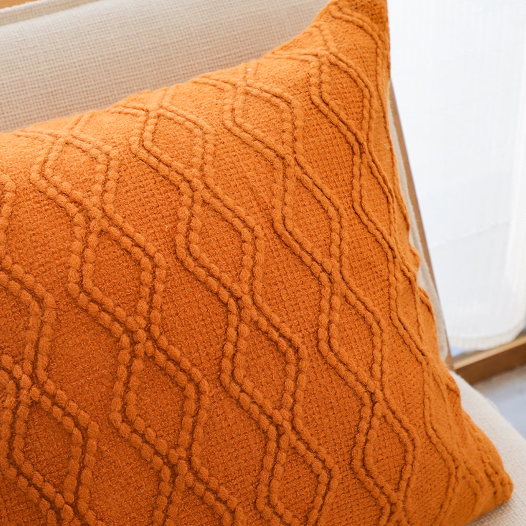 SOGA 2X 45cm Burnt Orange Diamond Knit Pillowcases – Soft Decorative Cushion Covers for Sofa, Bed & Home Décor