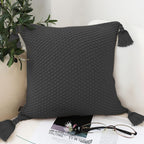 SOGA 2X 50cm Chunky Knit Decorative Pillow Covers with Tassels – Charcoal Gray