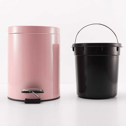 SOGA 2X Foot Pedal Stainless Steel Rubbish Recycling Garbage Waste Trash Bin Round 12L Pink