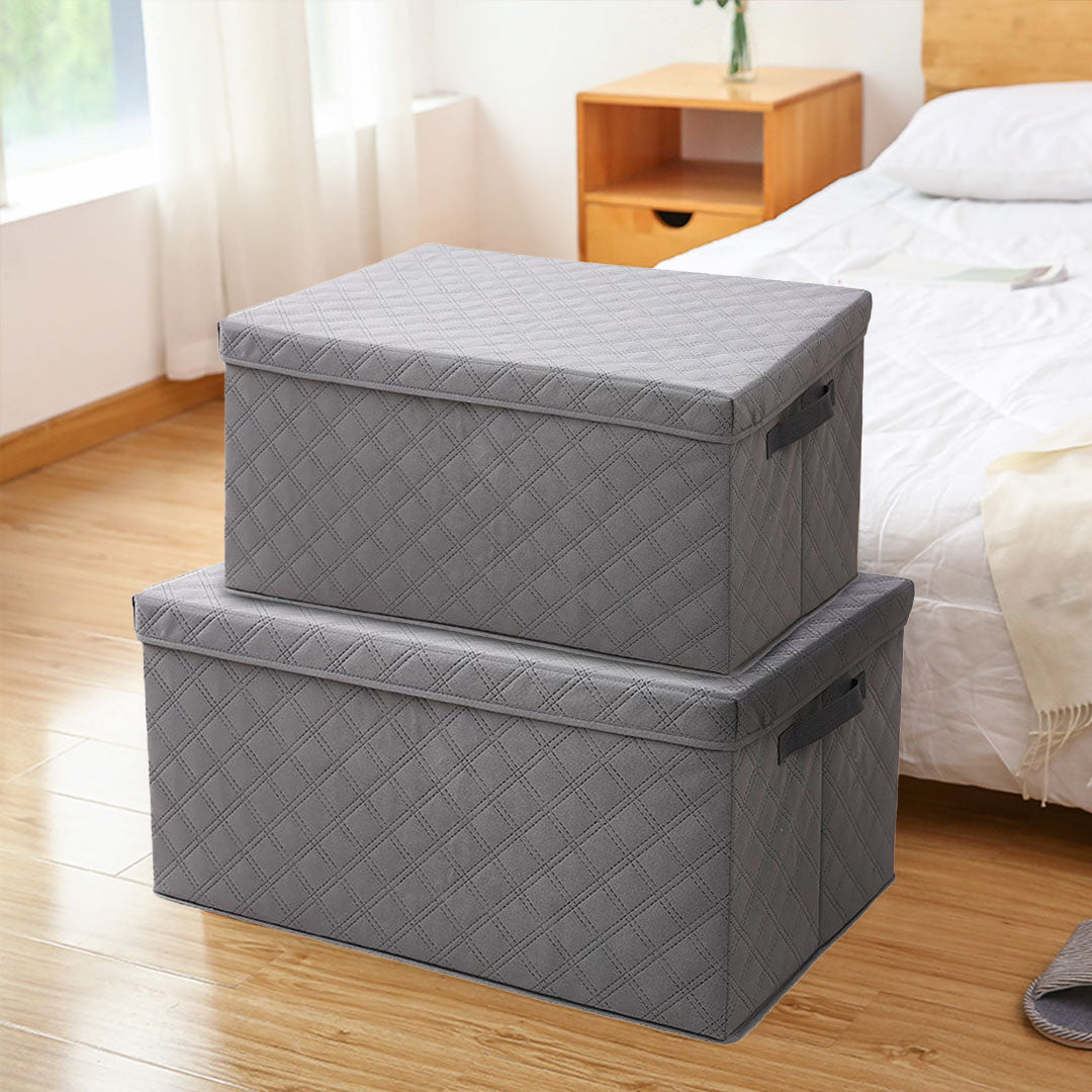 SOGA 2X Extra Large Grey Non-Woven Diamond Quilt Grid Fabric Storage/Organizer Box