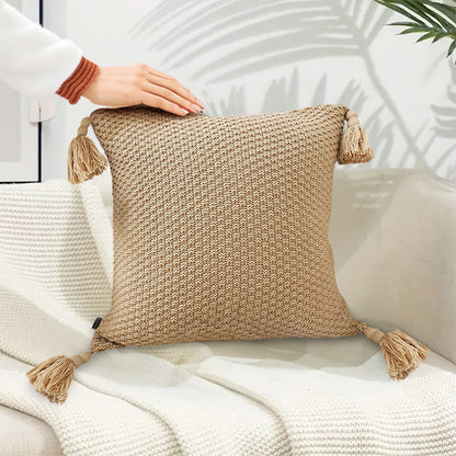SOGA 50cm Chunky Knit Pillowcase (Warm Beige)