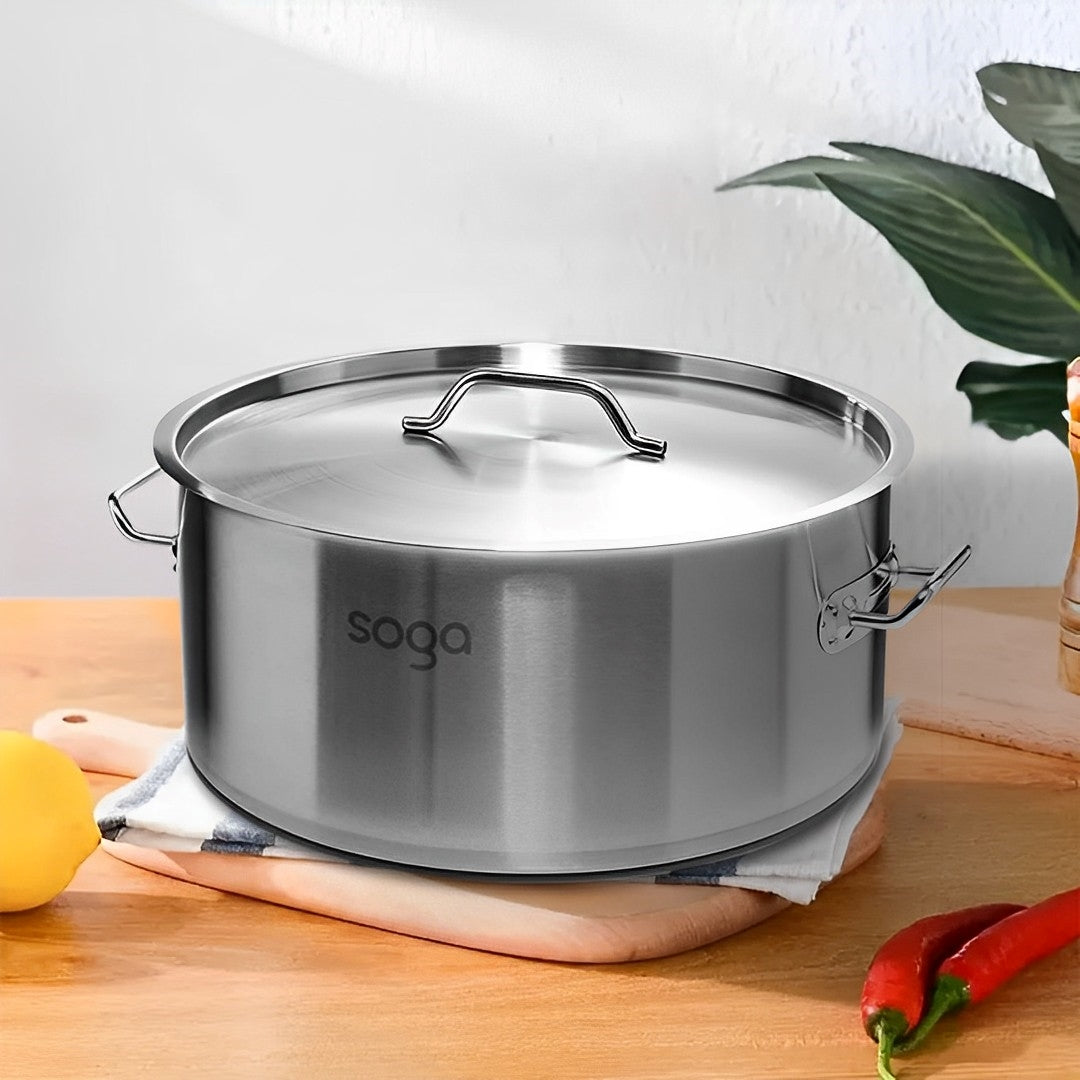 SOGA Stock Pot 32Lt Top Grade Thick Stainless Steel Stockpot 18/10