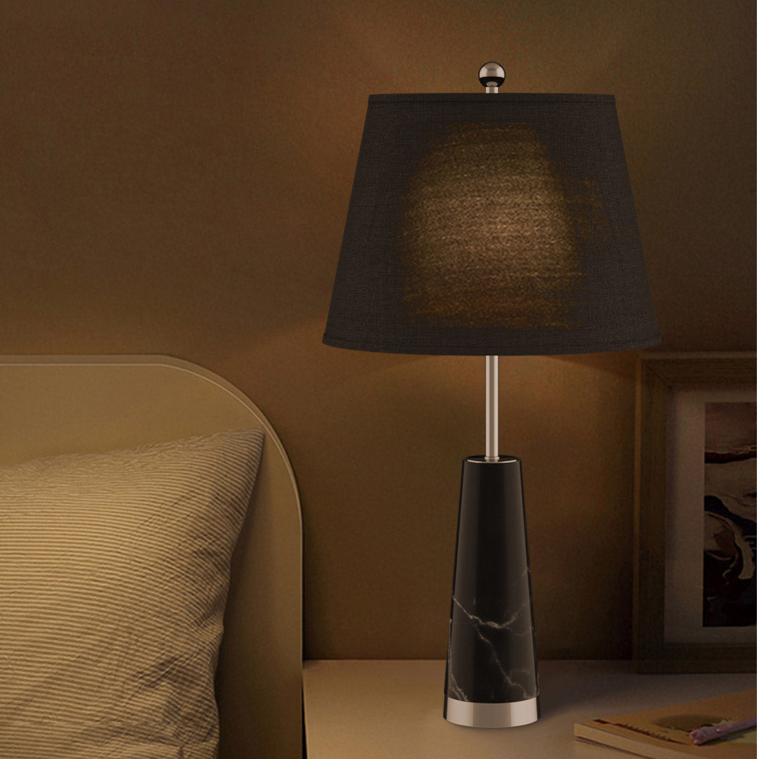 SOGA 4X 68cm Black Marble Bedside Desk Table Lamp Living Room Shade with Cone Shape Base