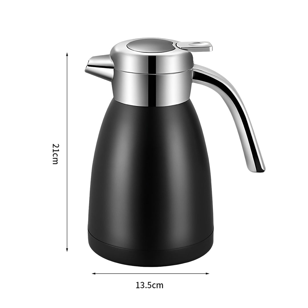 SOGA 1.2L Stainless Steel Insulated Vacuum Flask Coffee Water Jug Thermal Black