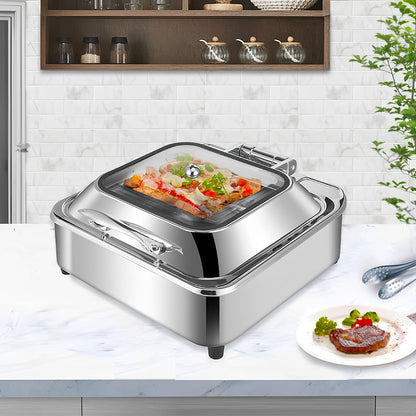 SOGA 2X Stainless Steel Square Chafing Dish Tray Buffet Cater Food Warmer Chafer with Top Lid