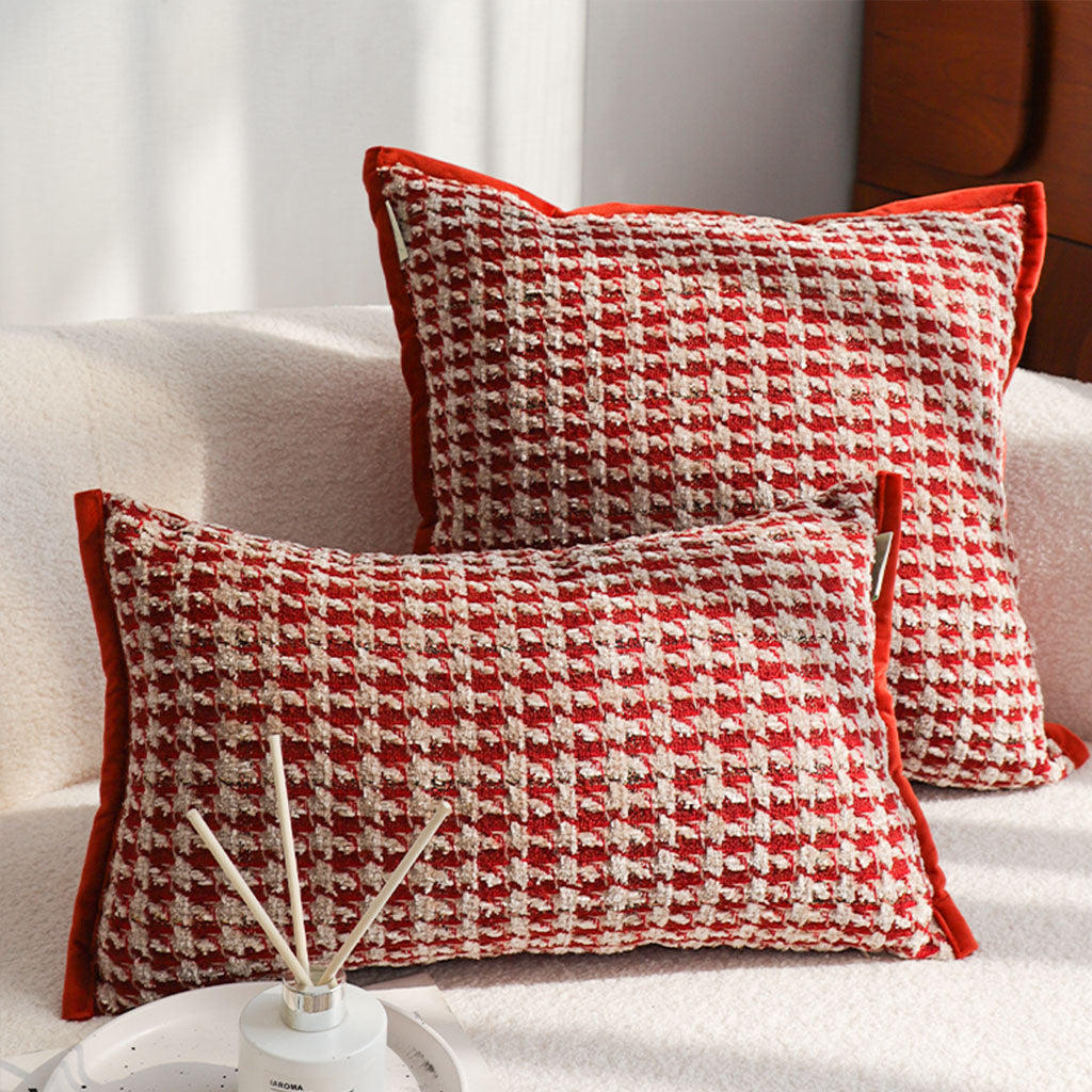 SOGA 30x50cm Cozy Textured Red & White Pillowcase