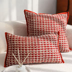 SOGA 30x50cm Cozy Textured Red & White Pillowcase