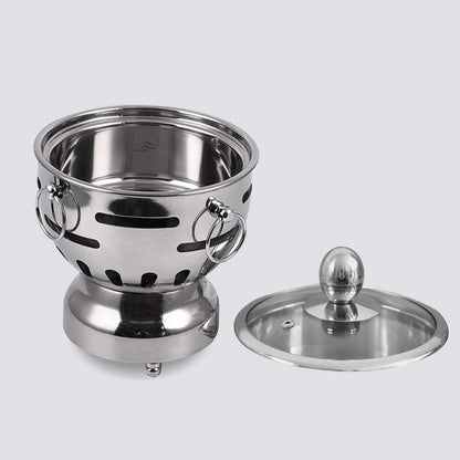 SOGA Stainless Steel Mini Asian Buffet Hot Pot Single Person Shabu Alcohol Stove Burner with Glass Lid