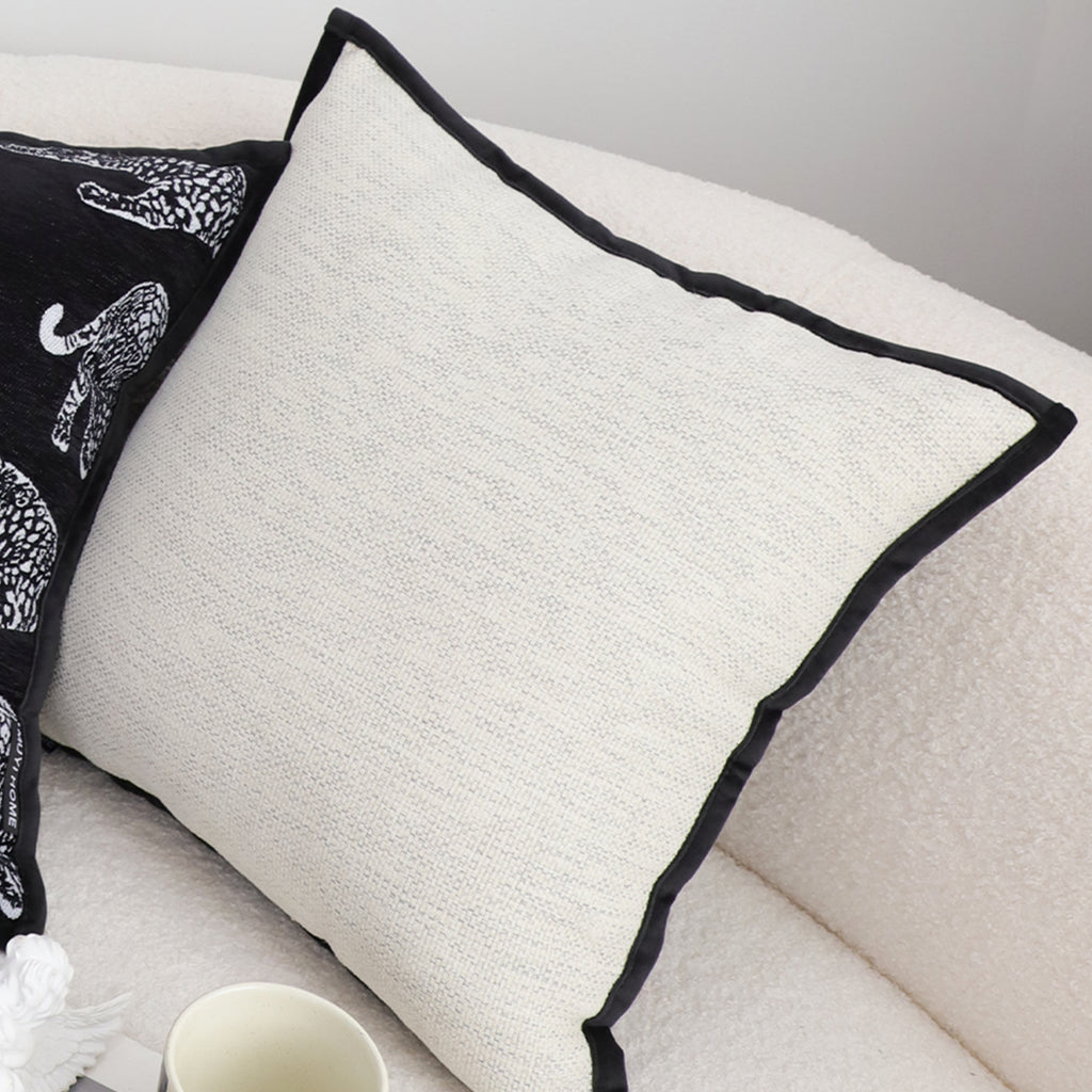 SOGA 45cm Minimalist Cream Pillowcase with Black Piping