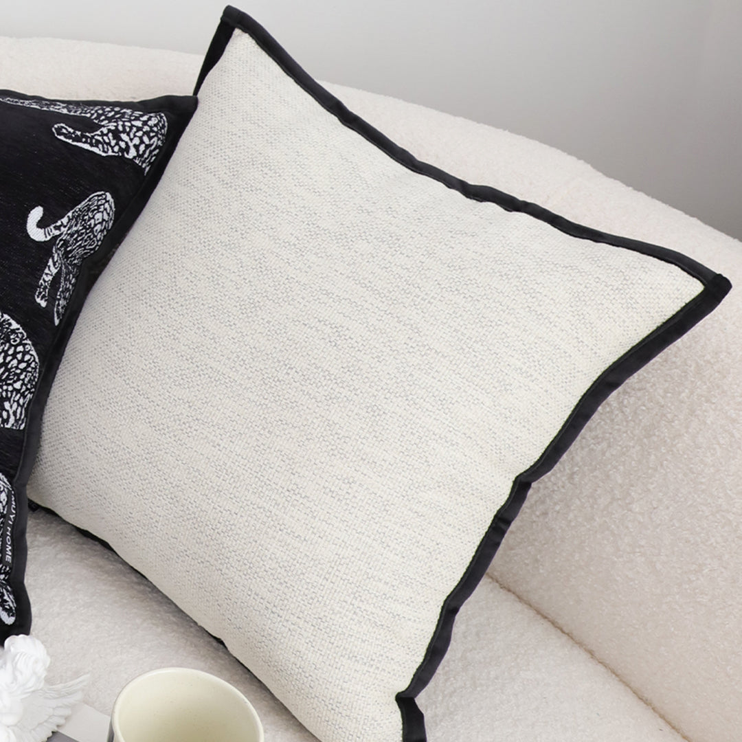 SOGA 45cm Minimalist Cream Pillowcase with Black Piping