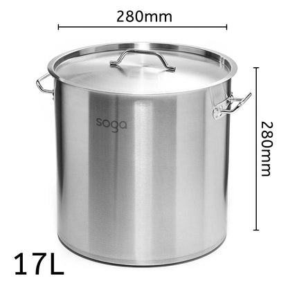 SOGA Dual Burners Cooktop Stove 30cm Cast Iron Skillet and 17L Stainless Steel Stockpot 28cm