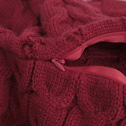 SOGA 45cm Cable Knit Pillowcase (Deep Red)