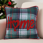 SOGA 45cm Rustic Plaid "Home" Accent Pillow Cover
