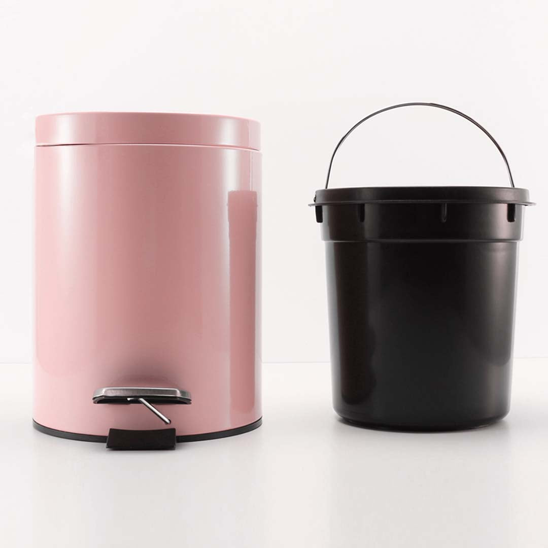 SOGA 4X Foot Pedal Stainless Steel Rubbish Recycling Garbage Waste Trash Bin Round 12L Pink