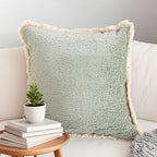 SOGA 45cm Sage Green Velvet Pillowcase with Faux Fur Trim