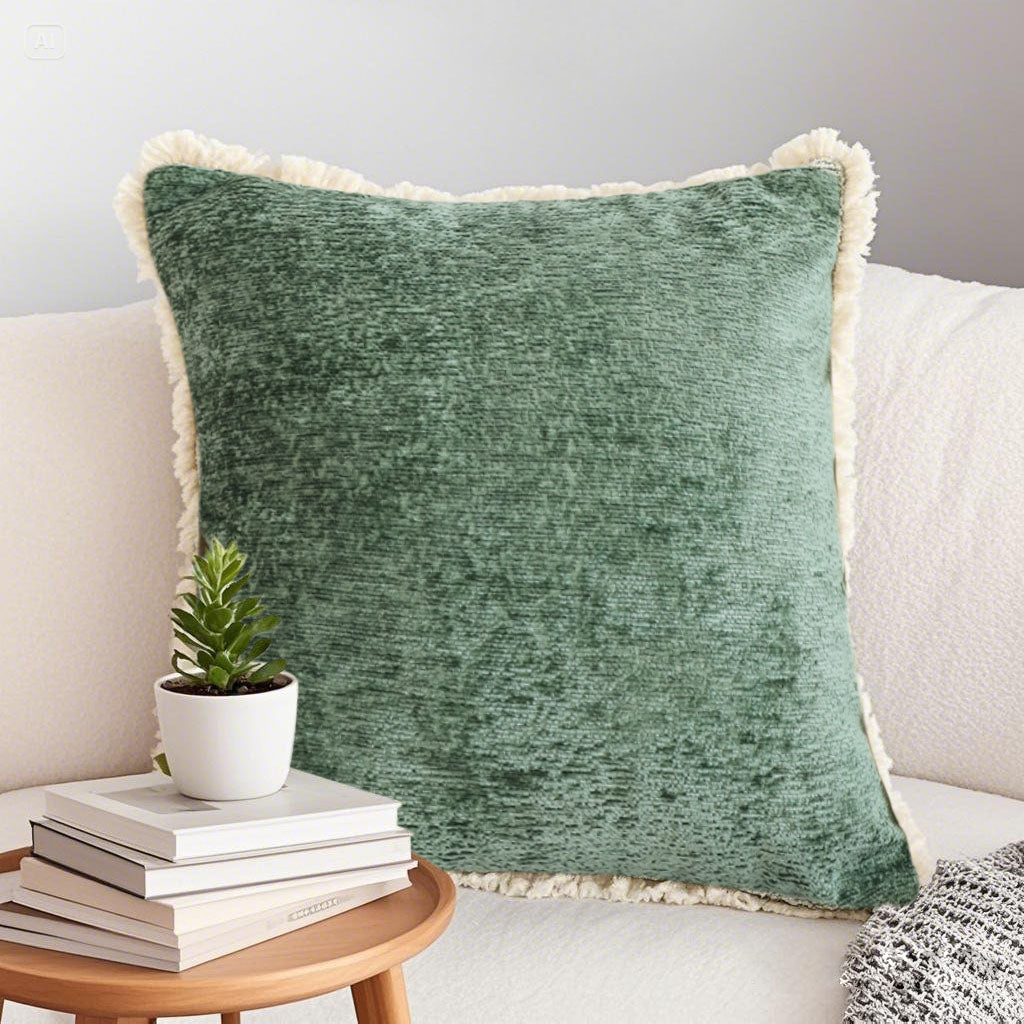 SOGA 45cm Emerald Green polyester Pillowcases with Fringed Edge