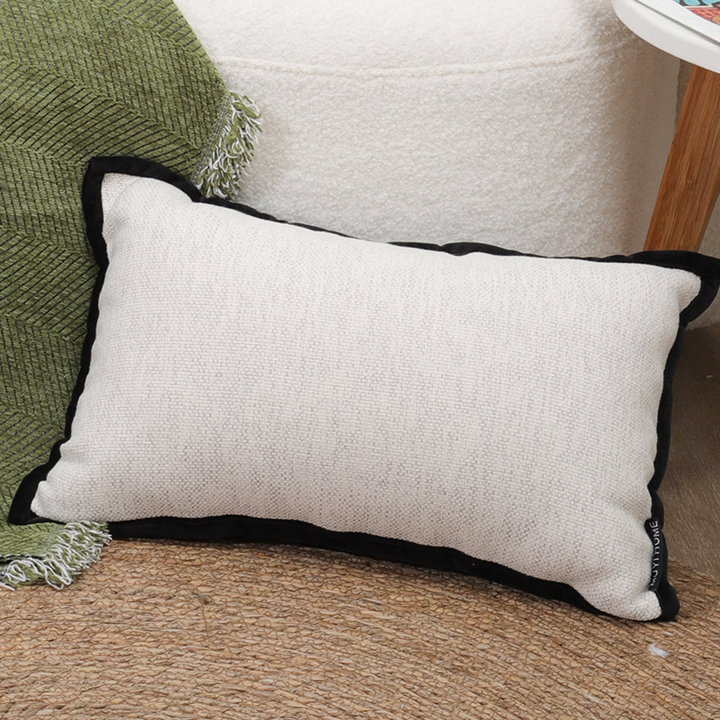 SOGA 30x50cm Olive Green Minimalist Lumbar Pillowcase with Black Trim