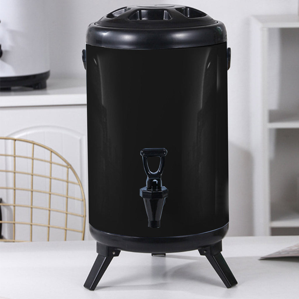 SOGA 3.7 Gal Stainless Steel Insulated Milk Tea Barrel Hot and Cold Beverage Dispenser Container with Faucet Black