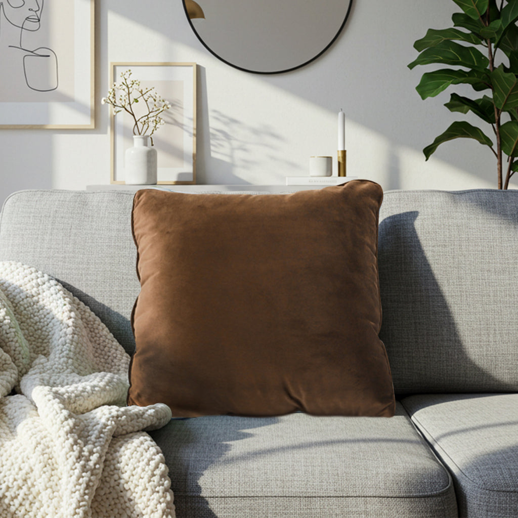 SOGA 45cm Velvet Pillowcase (Rich Brown)