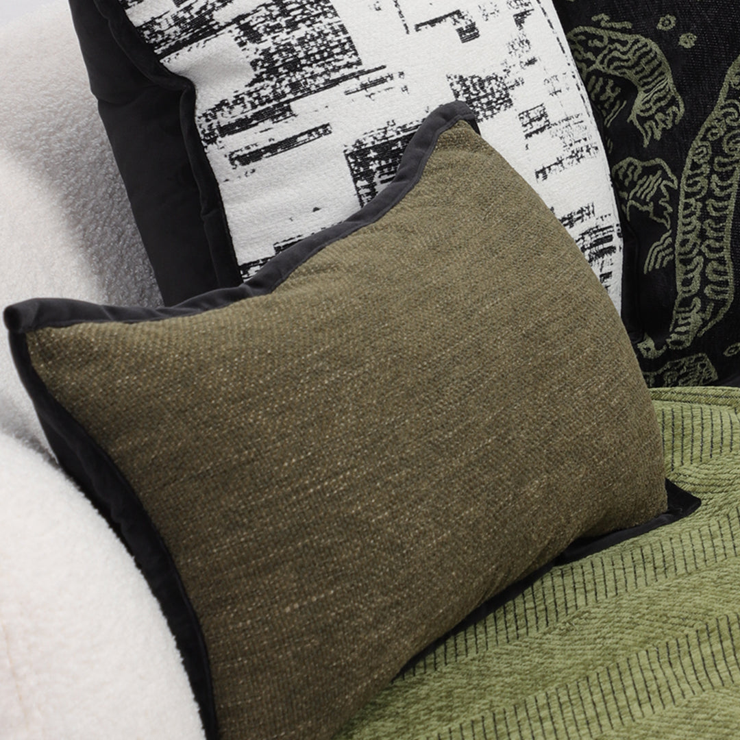 SOGA 30x50cm Versatile Olive Green Lumbar Pillowcase with Black Border