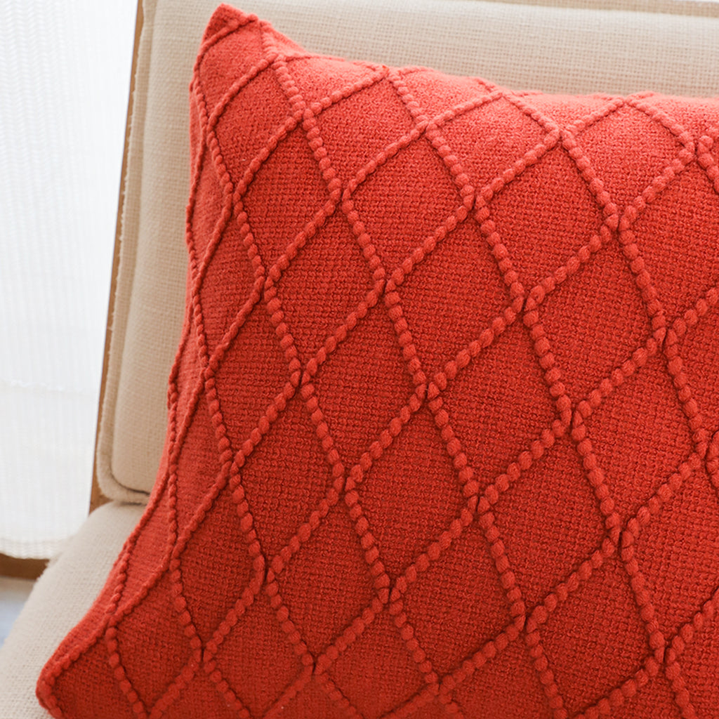 SOGA 2X 45cm Classic Red Diamond Knit Pillowcases – Soft Decorative Cushion Covers for Sofa, Bed & Home Décor