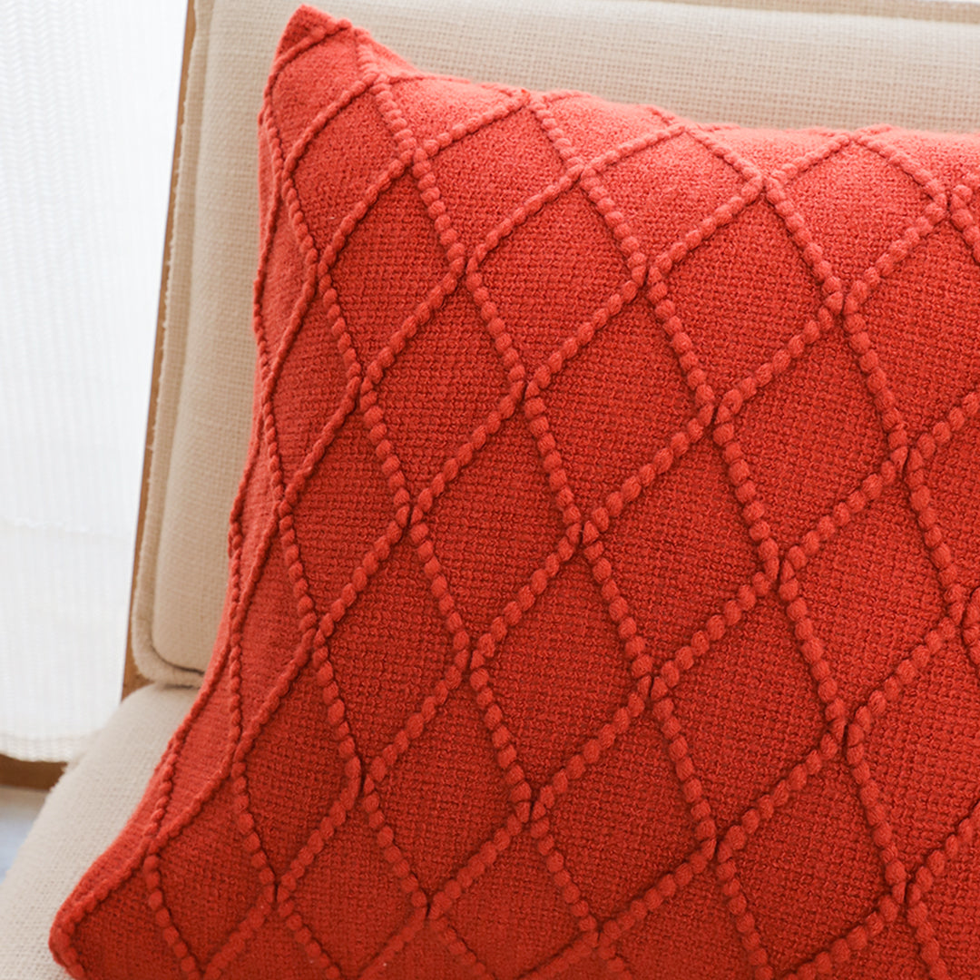 SOGA 2X 45cm Classic Red Diamond Knit Pillowcases – Soft Decorative Cushion Covers for Sofa, Bed & Home Décor