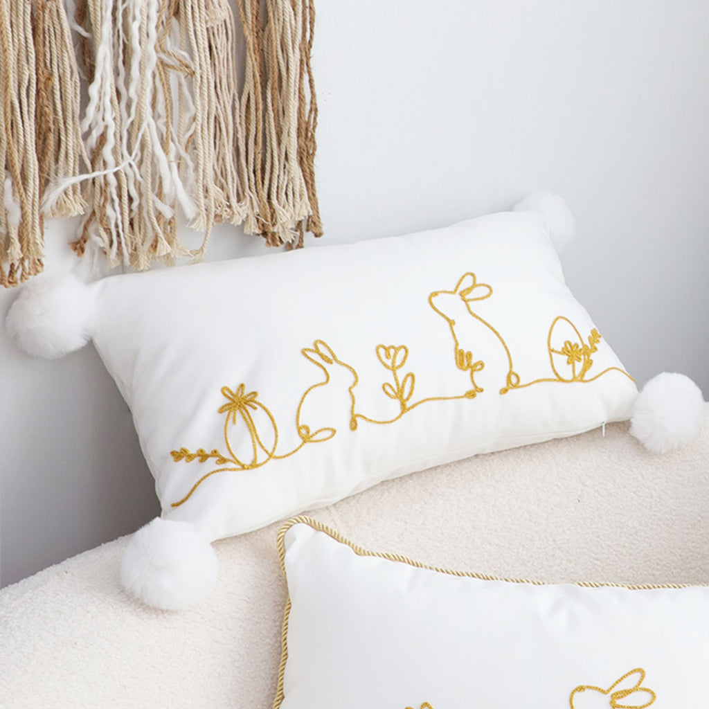 SOGA 30x50cm Whimsical Bunny Embroidered Pillowcase
