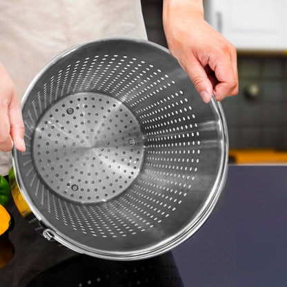 SOGA 130L 18/10 Stainless Steel Stockpot with Perforated Stock pot Basket Pasta Strainer