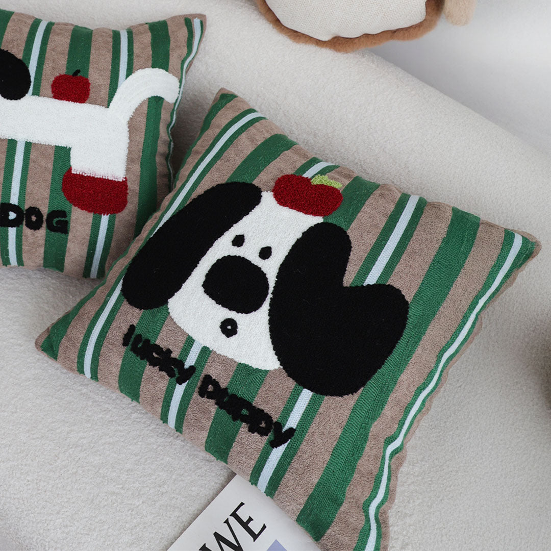 SOGA 45cm Christmas Dog Pillow Cover - Holiday Striped Pillowcase