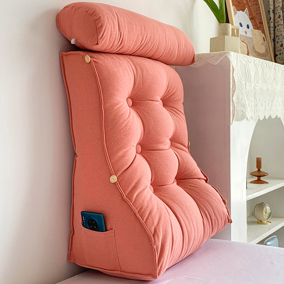 SOGA 60cm Peach Triangular Wedge Lumbar Pillow Headboard Backrest Sofa Bed Cushion Home Decor