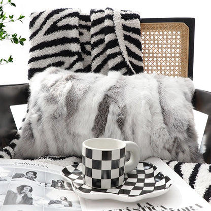 SOGA 30x50cm Luxury Faux Fur Pillowcase (Gray/White)