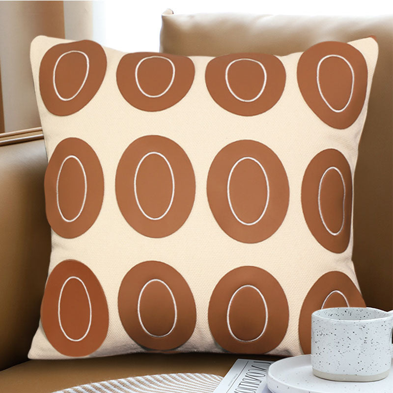 SOGA 45cm Modern Cream Brown Oval Pattern Textured Pillowcase