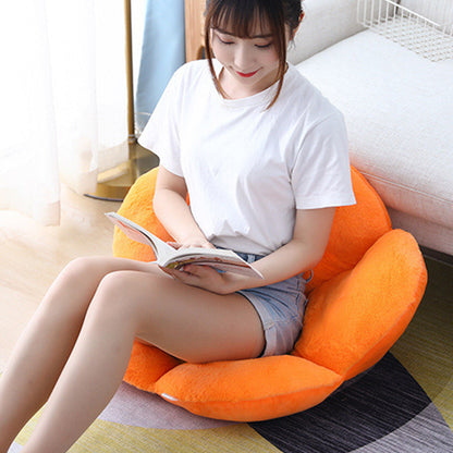 SOGA 2X Orange Whimsical Big Flower Shape Cushion Soft Leaning Bedside Pad Floor Plush Pillow Home Decor