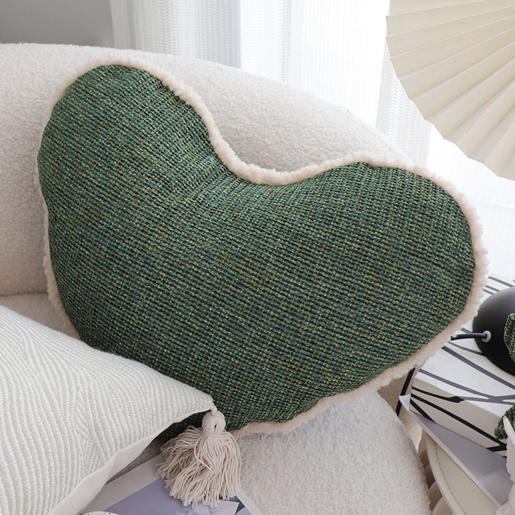 SOGA 42x32cm Cozy Heart-Shaped Woven Pillowcase