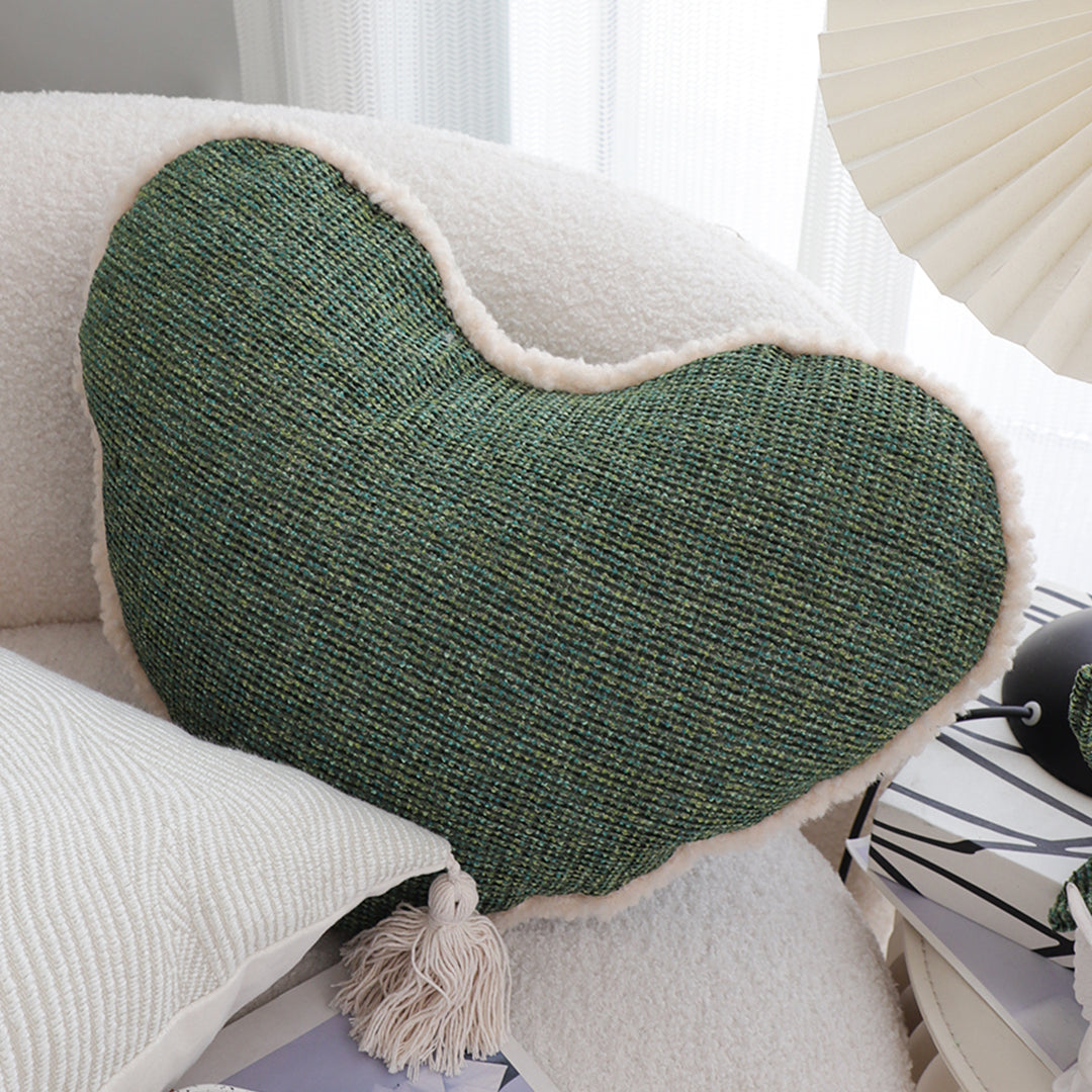 SOGA 42x32cm Cozy Heart-Shaped Woven Pillowcase