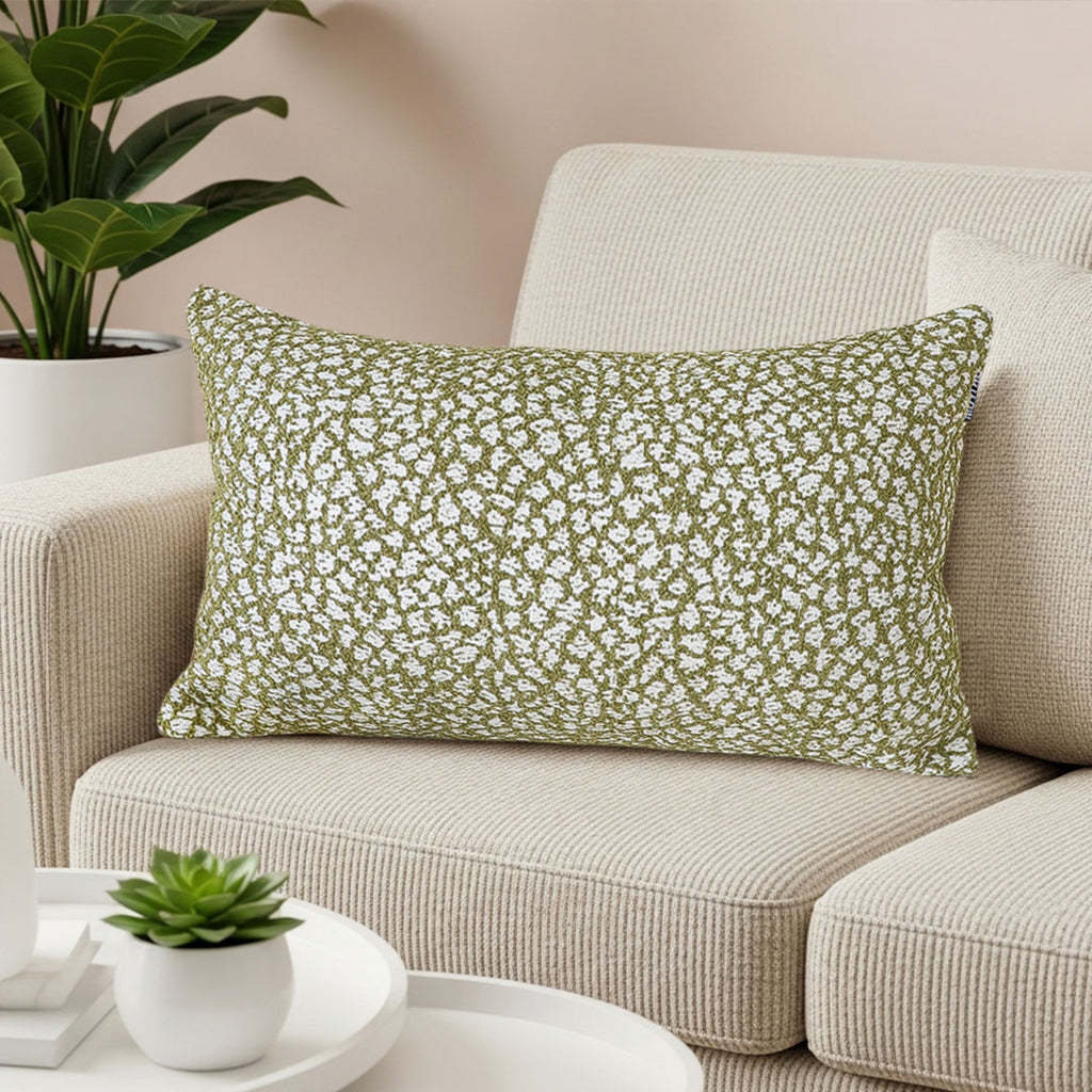 SOGA 30x50cm Rectangular Textured Pillowcase – Olive Green Accent