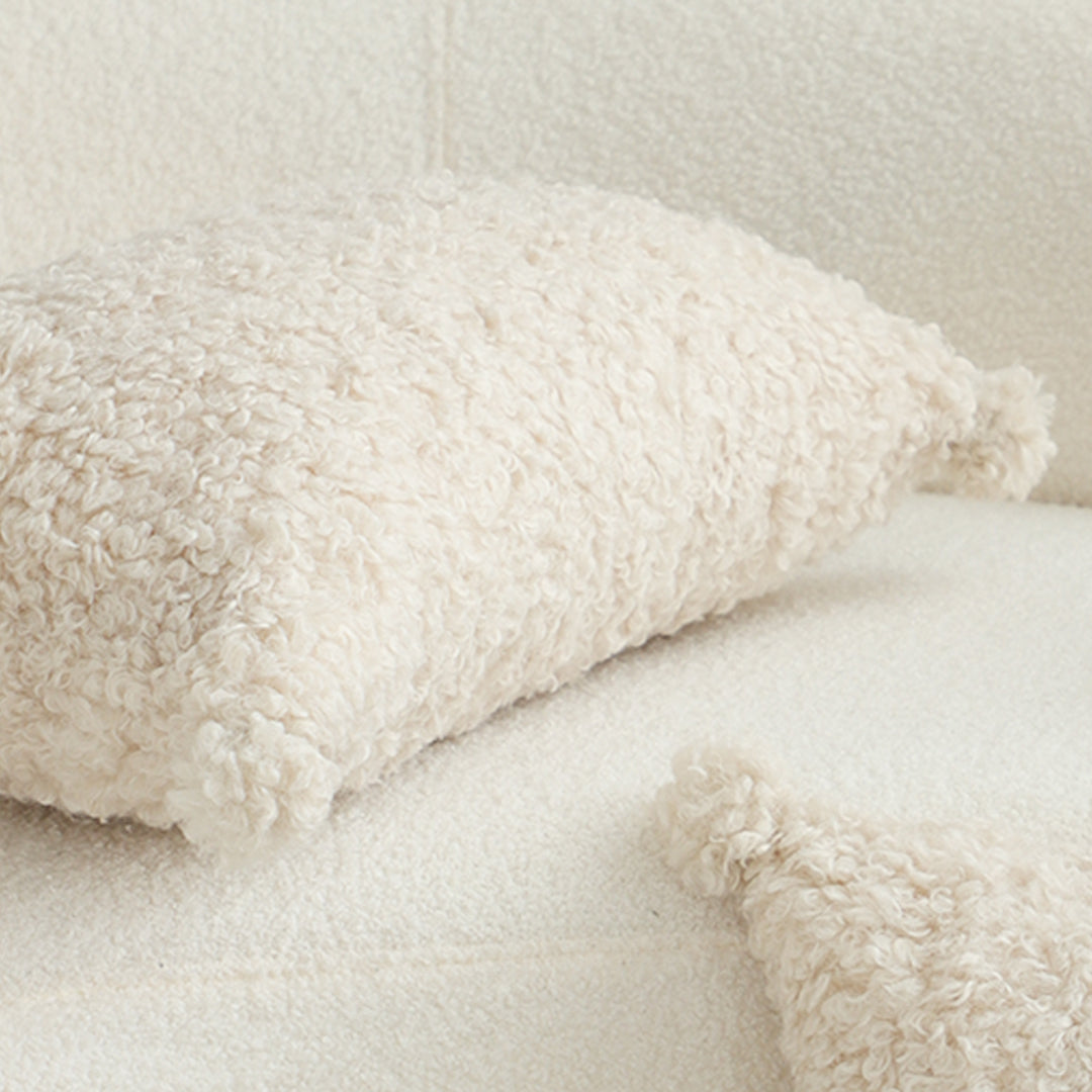 SOGA 30x50cm Cream Bouclé Lumbar Pillow with Corner Tassels