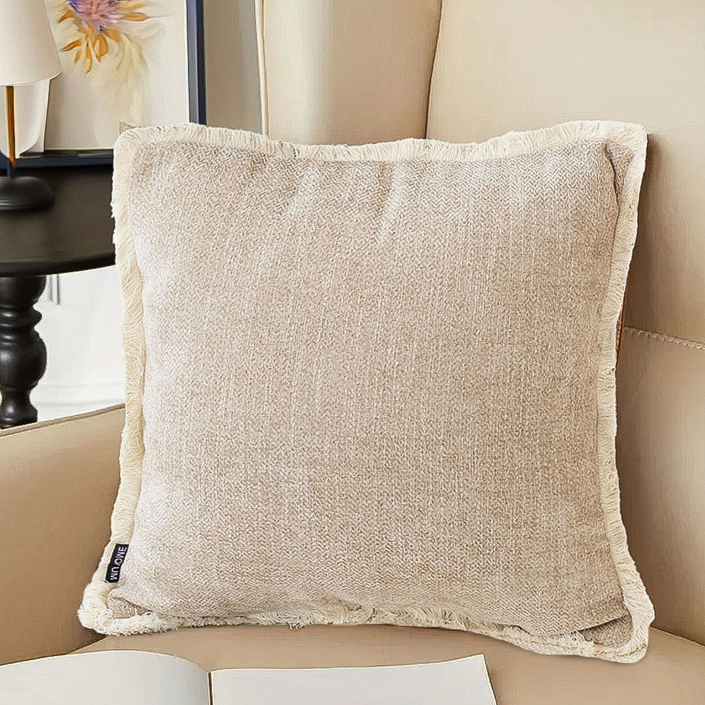 SOGA 45cm Milk Coffee Square Pillowcase – Cozy Neutral Accent