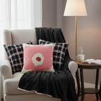 SOGA 4PC Set – Flannel Throw Blanket + Blush Bloom & Plaid Pillowcases – Warm Cozy Decor