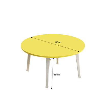 SOGA 2X Yellow Portable Floor Table Small Round Space-Saving Mini Desk Home Decor