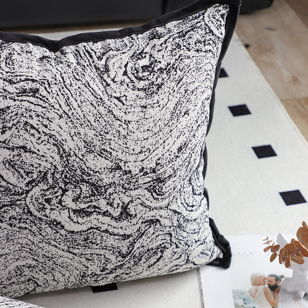 SOGA 45cm Abstract Square Pillowcase with Black Edging