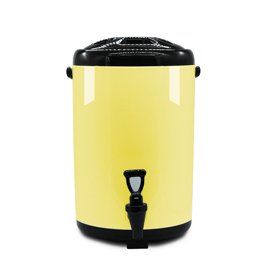 SOGA 8X 18L Stainless Steel Insulated Milk Tea Barrel Hot and Cold Beverage Dispenser Container with Faucet Yellow